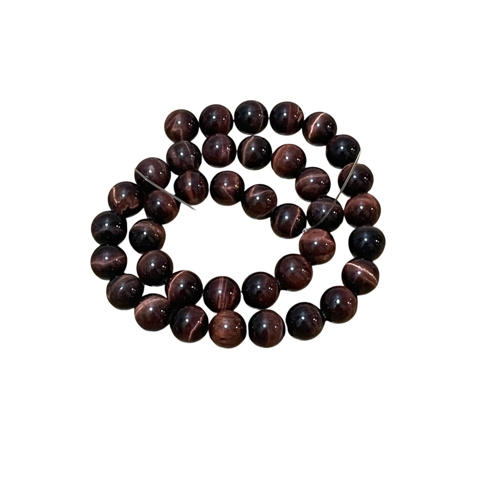 Red Tiger Eye Round Loose Beads 10mm Polished Gemstone Strand 15.75 Inch